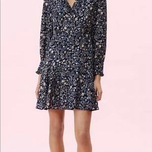 Rebecca Taylor silk navy long sleeve dress